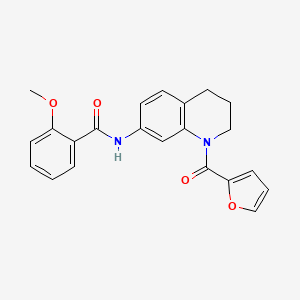 molecular formula C22H20N2O4 B2780331 N-[1-(2-furoyl)-1,2,3,4-tetrahydroquinolin-7-yl]-2-methoxybenzamide CAS No. 946243-96-5