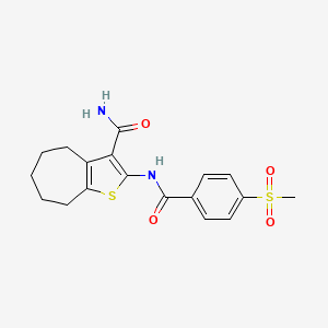 2-(4-(methylsulfonyl)benzamido)-5,6,7,8-tetrahydro-4H-cyclohepta[b]thiophene-3-carboxamide