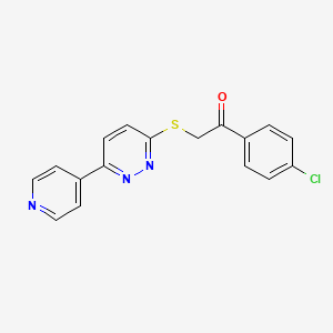 molecular formula C17H12ClN3OS B2780374 1-(4-Chlorophenyl)-2-(6-pyridin-4-ylpyridazin-3-yl)sulfanylethanone CAS No. 896058-31-4