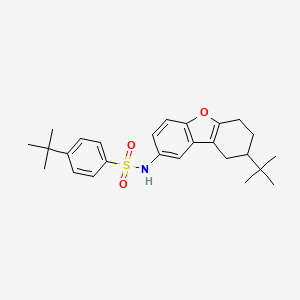 molecular formula C26H33NO3S B2780388 4-tert-butyl-N-(8-tert-butyl-6,7,8,9-tetrahydrodibenzofuran-2-yl)benzenesulfonamide CAS No. 305374-18-9