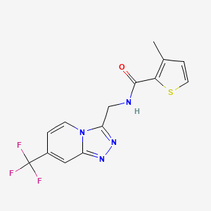 molecular formula C14H11F3N4OS B2780390 3-methyl-N-((7-(trifluoromethyl)-[1,2,4]triazolo[4,3-a]pyridin-3-yl)methyl)thiophene-2-carboxamide CAS No. 2034327-36-9