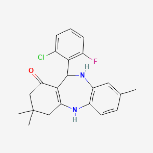 molecular formula C22H22ClFN2O B2780393 6-(2-chloro-6-fluorophenyl)-3,9,9-trimethyl-6,8,10,11-tetrahydro-5H-benzo[b][1,4]benzodiazepin-7-one CAS No. 1022722-41-3