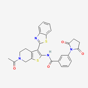 N-(6-acetyl-3-(benzo[d]thiazol-2-yl)-4,5,6,7-tetrahydrothieno[2,3-c]pyridin-2-yl)-3-(2,5-dioxopyrrolidin-1-yl)benzamide