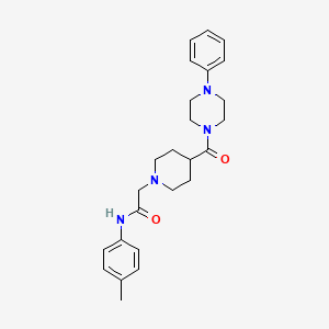 molecular formula C25H32N4O2 B2780403 2-(4-(4-phenylpiperazine-1-carbonyl)piperidin-1-yl)-N-(p-tolyl)acetamide CAS No. 941969-93-3