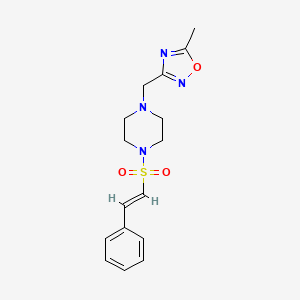 molecular formula C16H20N4O3S B2780428 5-methyl-3-[[4-[(E)-2-phenylethenyl]sulfonylpiperazin-1-yl]methyl]-1,2,4-oxadiazole CAS No. 1356819-08-3