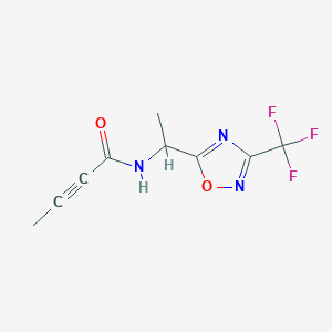 molecular formula C9H8F3N3O2 B2780429 N-[1-[3-(Trifluoromethyl)-1,2,4-oxadiazol-5-yl]ethyl]but-2-ynamide CAS No. 2411269-41-3