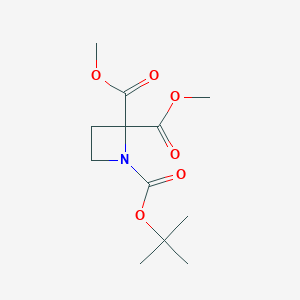 molecular formula C12H19NO6 B2780440 1-O-Tert-butyl 2-O,2-O'-dimethyl azetidine-1,2,2-tricarboxylate CAS No. 2418733-75-0