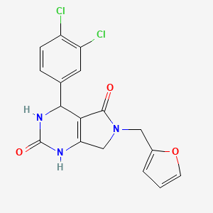 molecular formula C17H13Cl2N3O3 B2780441 4-(3,4-dichlorophenyl)-6-(furan-2-ylmethyl)-3,4,6,7-tetrahydro-1H-pyrrolo[3,4-d]pyrimidine-2,5-dione CAS No. 946325-57-1