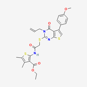 Ethyl 2-(2-((3-allyl-5-(4-methoxyphenyl)-4-oxo-3,4-dihydrothieno[2,3-d]pyrimidin-2-yl)thio)acetamido)-4,5-dimethylthiophene-3-carboxylate