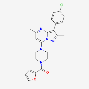 molecular formula C23H22ClN5O2 B2780449 (4-(3-(4-Chlorophenyl)-2,5-dimethylpyrazolo[1,5-a]pyrimidin-7-yl)piperazin-1-yl)(furan-2-yl)methanone CAS No. 877795-48-7