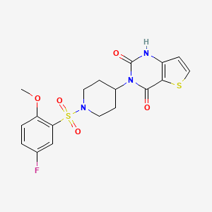 molecular formula C18H18FN3O5S2 B2780472 3-[1-(5-Fluoro-2-methoxyphenyl)sulfonylpiperidin-4-yl]-1H-thieno[3,2-d]pyrimidine-2,4-dione CAS No. 2380189-64-8