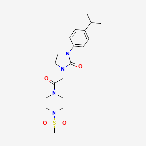molecular formula C19H28N4O4S B2780474 1-(4-异丙基苯基)-3-(2-(4-(甲磺酰基)哌嗪-1-基)-2-氧代乙基)咪唑啉-2-酮 CAS No. 1251562-95-4