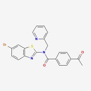 molecular formula C22H16BrN3O2S B2780486 4-acetyl-N-(6-bromobenzo[d]thiazol-2-yl)-N-(pyridin-2-ylmethyl)benzamide CAS No. 899736-00-6