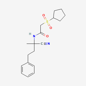 molecular formula C18H24N2O3S B2780488 N-(1-cyano-1-methyl-3-phenylpropyl)-2-(cyclopentanesulfonyl)acetamide CAS No. 1355783-01-5