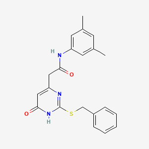 molecular formula C21H21N3O2S B2780504 2-(2-(benzylthio)-6-oxo-1,6-dihydropyrimidin-4-yl)-N-(3,5-dimethylphenyl)acetamide CAS No. 1105209-67-3
