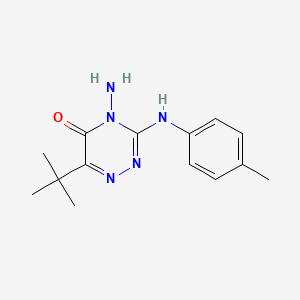 molecular formula C14H19N5O B2780511 4-Amino-6-tert-butyl-3-(4-methylanilino)-1,2,4-triazin-5-one CAS No. 326003-98-9