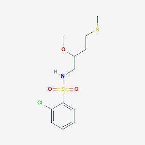 molecular formula C12H18ClNO3S2 B2780516 2-Chloro-N-(2-methoxy-4-methylsulfanylbutyl)benzenesulfonamide CAS No. 2309189-81-7