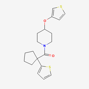 molecular formula C19H23NO2S2 B2780529 (1-(噻吩-2-基)环戊基)(4-(噻吩-3-氧基)哌啶-1-基)甲酮 CAS No. 2034466-31-2
