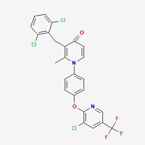 molecular formula C25H16Cl3F3N2O2 B2780530 1-(4-{[3-chloro-5-(trifluoromethyl)-2-pyridinyl]oxy}phenyl)-3-(2,6-dichlorobenzyl)-2-methyl-4(1H)-pyridinone CAS No. 339017-57-1