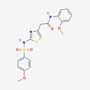 molecular formula C19H19N3O5S2 B2780533 N-(2-methoxyphenyl)-2-(2-(4-methoxyphenylsulfonamido)thiazol-4-yl)acetamide CAS No. 922074-81-5