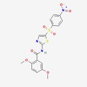 molecular formula C18H15N3O7S2 B2780537 2,5-二甲氧基-N-(5-((4-硝基苯基)磺酰基)噻唑-2-基)苯甲酰胺 CAS No. 955811-72-0