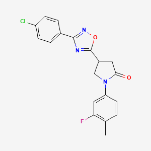 molecular formula C19H15ClFN3O2 B2780552 4-[3-(4-Chlorophenyl)-1,2,4-oxadiazol-5-yl]-1-(3-fluoro-4-methylphenyl)pyrrolidin-2-one CAS No. 941961-61-1