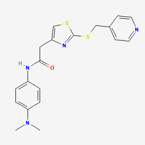 molecular formula C19H20N4OS2 B2780562 N-(4-(dimethylamino)phenyl)-2-(2-((pyridin-4-ylmethyl)thio)thiazol-4-yl)acetamide CAS No. 1021206-11-0