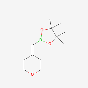 molecular formula C12H21BO3 B2780564 2-((二氢-2H-吡喃-4(3H)-基甲基)-甲基)-4,4,5,5-四甲基-1,3,2-二氧硼杂环戊烷 CAS No. 2304634-36-2