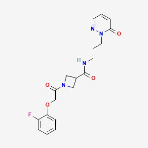 molecular formula C19H21FN4O4 B2780577 1-(2-(2-fluorophenoxy)acetyl)-N-(3-(6-oxopyridazin-1(6H)-yl)propyl)azetidine-3-carboxamide CAS No. 1351602-54-4