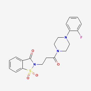 molecular formula C20H20FN3O4S B2780580 2-(3-(4-(2-fluorophenyl)piperazin-1-yl)-3-oxopropyl)benzo[d]isothiazol-3(2H)-one 1,1-dioxide CAS No. 899757-10-9