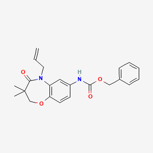 molecular formula C22H24N2O4 B2780582 Benzyl (5-allyl-3,3-dimethyl-4-oxo-2,3,4,5-tetrahydrobenzo[b][1,4]oxazepin-7-yl)carbamate CAS No. 921561-78-6