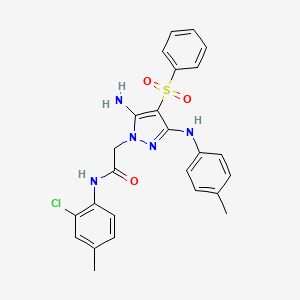 2-(5-amino-4-(phenylsulfonyl)-3-(p-tolylamino)-1H-pyrazol-1-yl)-N-(2-chloro-4-methylphenyl)acetamide