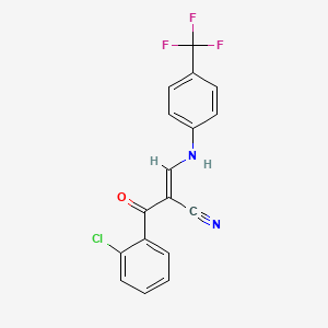 molecular formula C17H10ClF3N2O B2780585 (E)-2-(2-chlorobenzoyl)-3-[4-(trifluoromethyl)anilino]prop-2-enenitrile CAS No. 1025263-05-1