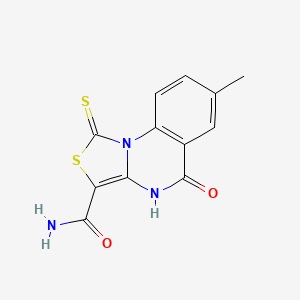molecular formula C12H9N3O2S2 B2780591 7-methyl-5-oxo-1-thioxo-4,5-dihydro-1H-thiazolo[3,4-a]quinazoline-3-carboxamide CAS No. 1111160-56-5