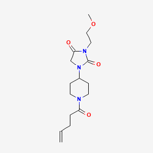 molecular formula C16H25N3O4 B2780603 3-(2-Methoxyethyl)-1-(1-(pent-4-enoyl)piperidin-4-yl)imidazolidine-2,4-dione CAS No. 2189499-95-2