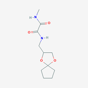 molecular formula C11H18N2O4 B2780604 N1-(1,4-dioxaspiro[4.4]nonan-2-ylmethyl)-N2-methyloxalamide CAS No. 899963-15-6