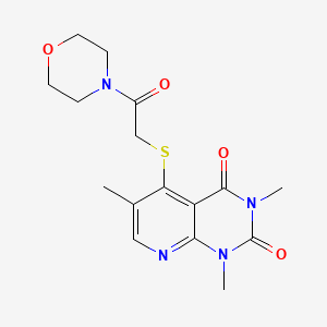 molecular formula C16H20N4O4S B2780609 1,3,6-trimethyl-5-((2-morpholino-2-oxoethyl)thio)pyrido[2,3-d]pyrimidine-2,4(1H,3H)-dione CAS No. 899747-06-9