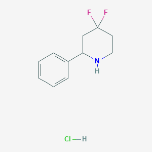 molecular formula C11H14ClF2N B2780611 4,4-Difluoro-2-phenylpiperidine hydrochloride CAS No. 1257300-30-3
