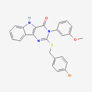 molecular formula C24H18BrN3O2S B2780623 2-[(4-bromophenyl)methylsulfanyl]-3-(3-methoxyphenyl)-5H-pyrimido[5,4-b]indol-4-one CAS No. 536707-12-7