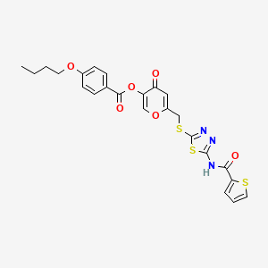 4-oxo-6-(((5-(thiophene-2-carboxamido)-1,3,4-thiadiazol-2-yl)thio)methyl)-4H-pyran-3-yl 4-butoxybenzoate