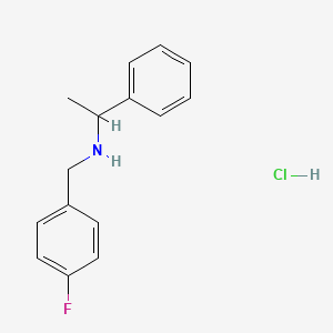 molecular formula C15H17ClFN B2780648 N-(4-Fluorobenzyl)-1-phenylethanamine hydrochloride CAS No. 1048640-51-2