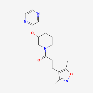 3-(3,5-Dimethylisoxazol-4-yl)-1-(3-(pyrazin-2-yloxy)piperidin-1-yl)propan-1-one
