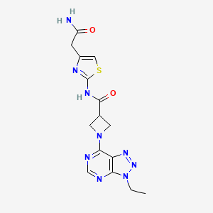 molecular formula C15H17N9O2S B2780662 N-(4-(2-amino-2-oxoethyl)thiazol-2-yl)-1-(3-ethyl-3H-[1,2,3]triazolo[4,5-d]pyrimidin-7-yl)azetidine-3-carboxamide CAS No. 1448133-51-4