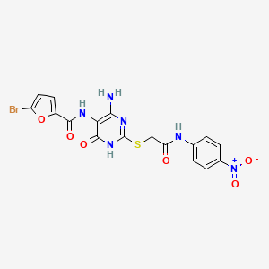 N-(4-amino-2-((2-((4-nitrophenyl)amino)-2-oxoethyl)thio)-6-oxo-1,6-dihydropyrimidin-5-yl)-5-bromofuran-2-carboxamide