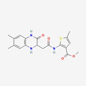 Methyl 2-(2-(6,7-dimethyl-3-oxo-1,2,3,4-tetrahydroquinoxalin-2-yl)acetamido)-5-methylthiophene-3-carboxylate