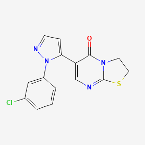 molecular formula C15H11ClN4OS B2780673 6-[1-(3-chlorophenyl)-1H-pyrazol-5-yl]-2,3-dihydro-5H-[1,3]thiazolo[3,2-a]pyrimidin-5-one CAS No. 955976-49-5