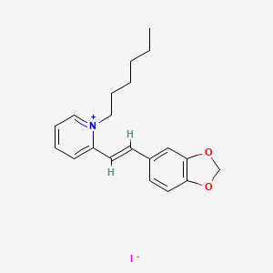 2-[(E)-2-(2H-1,3-benzodioxol-5-yl)ethenyl]-1-hexylpyridin-1-ium iodide