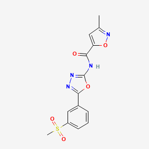 molecular formula C14H12N4O5S B2780686 3-methyl-N-(5-(3-(methylsulfonyl)phenyl)-1,3,4-oxadiazol-2-yl)isoxazole-5-carboxamide CAS No. 1105245-25-7
