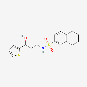 molecular formula C17H21NO3S2 B2780726 N-(3-hydroxy-3-(thiophen-2-yl)propyl)-5,6,7,8-tetrahydronaphthalene-2-sulfonamide CAS No. 1396783-79-1