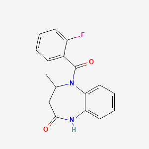molecular formula C17H15FN2O2 B2780731 5-(2-fluorobenzoyl)-4-methyl-4,5-dihydro-1H-benzo[b][1,4]diazepin-2(3H)-one CAS No. 1031944-39-4